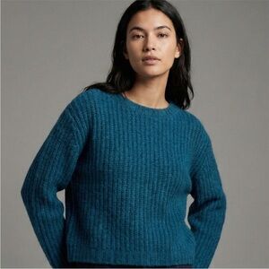 UNIQLO Premium Mohair Blend Ribbed Knit Sweater - Teal Blue - Size XS